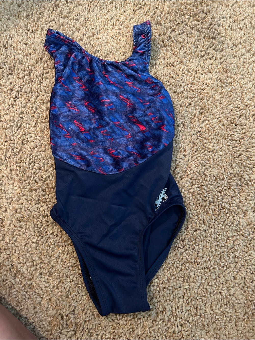 GK Girls Navy and Red Patterned leotard